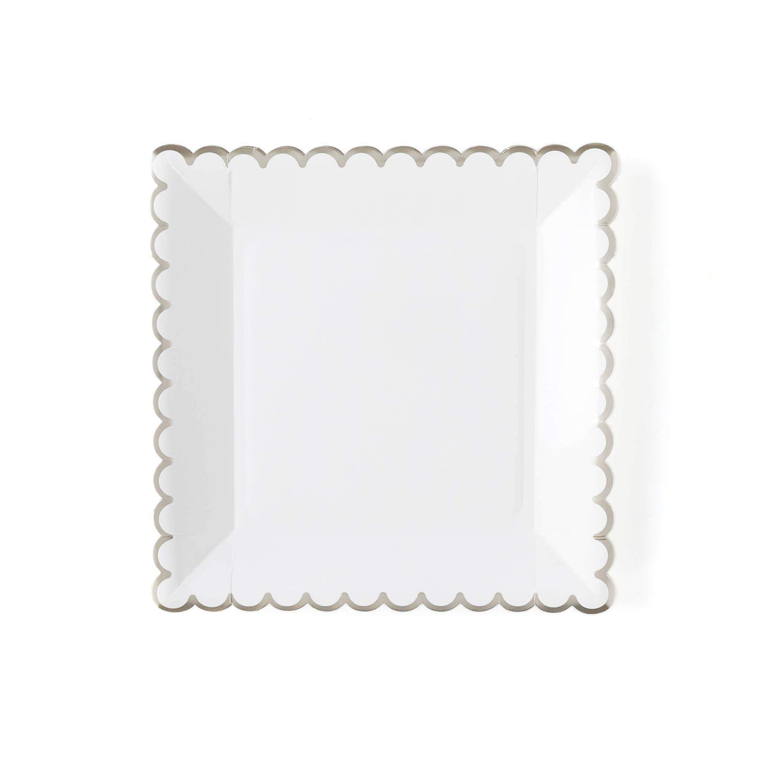 WINTER WHITE SCALLOPED PLATE My Mind’s Eye Christmas Tableware Bonjour Fete - Party Supplies