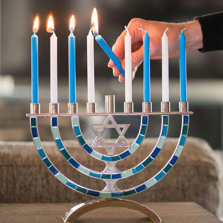 BLUE & WHITE CHANUKAH CANDLES GoodLight Natural Candles Home Candles Bonjour Fete - Party Supplies