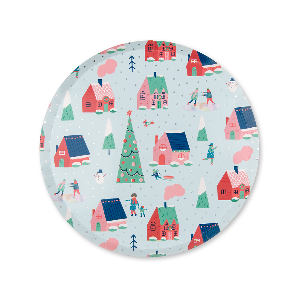 Snow Day Small Plates - 8 Pk. Jollity & Co. + Daydream Society 0 Faire Bonjour Fete - Party Supplies