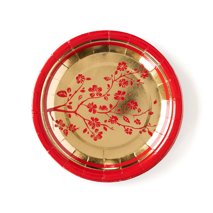 CNY141 - Lunar New Year 7" Floral Plates My Mind’s Eye Lunar New Year Bonjour Fete - Party Supplies