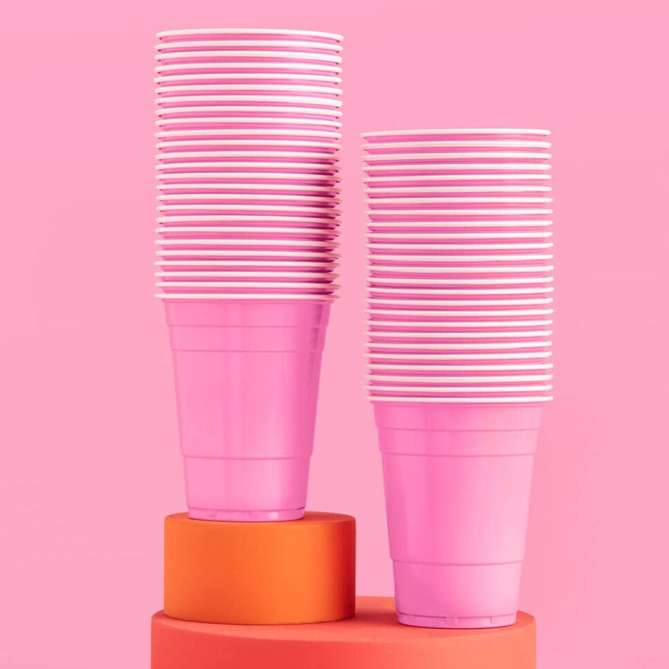 MATTE PINK PLASTIC CUPS – Bonjour Fête