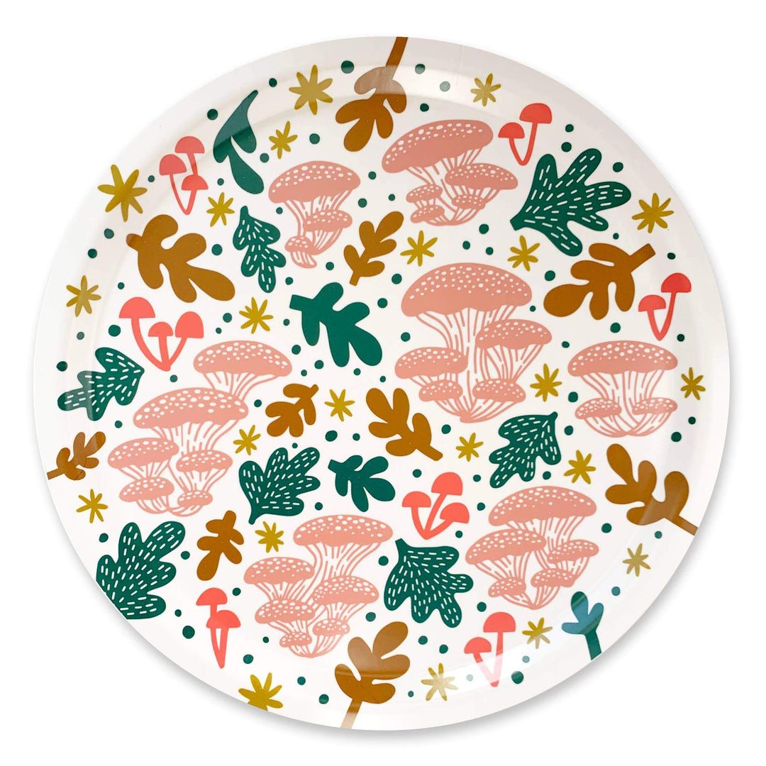 WOODLAND WONDERS ROUND SWEDISH BIRCH TRAY Paper Parasol Press Trays & Platters Bonjour Fete - Party Supplies