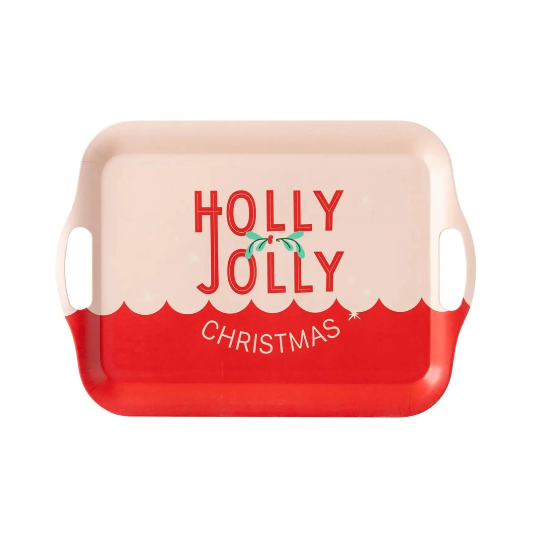 PRESALE CHRISTMAS SHIPPING MID OCTOBER - BEC930 - Holly Jolly Reusable Bamboo Tray My Mind’s Eye 0 Faire Bonjour Fete - Party Supplies
