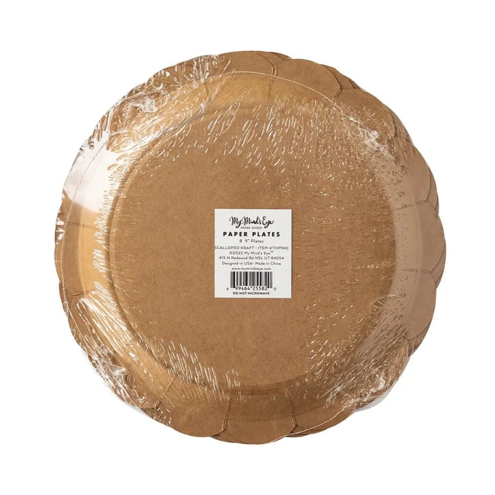 THANKFUL SCALLOP KRAFT PLATES My Mind’s Eye Thanksgiving Party Supplies Bonjour Fete - Party Supplies