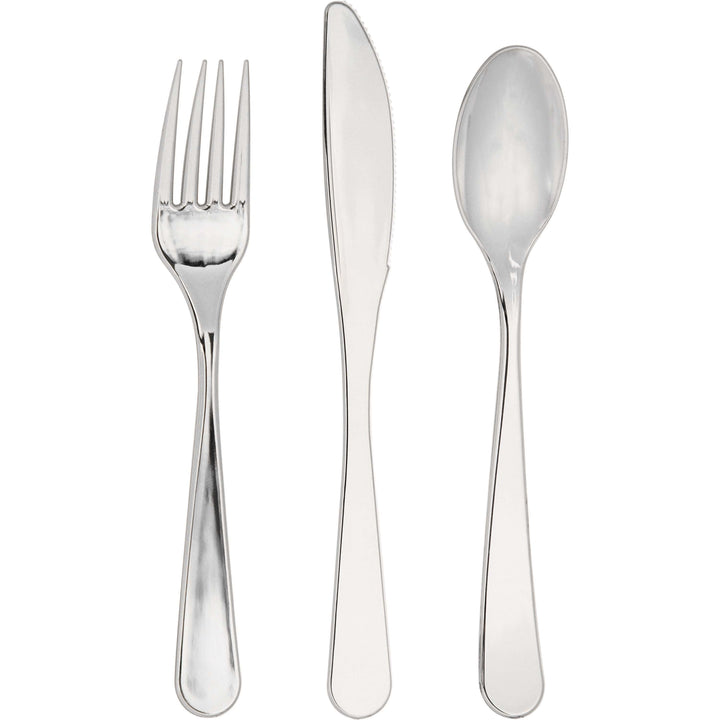 SILVER METALLIC CUTLERY Creative Converting Cutlery Bonjour Fete - Party Supplies