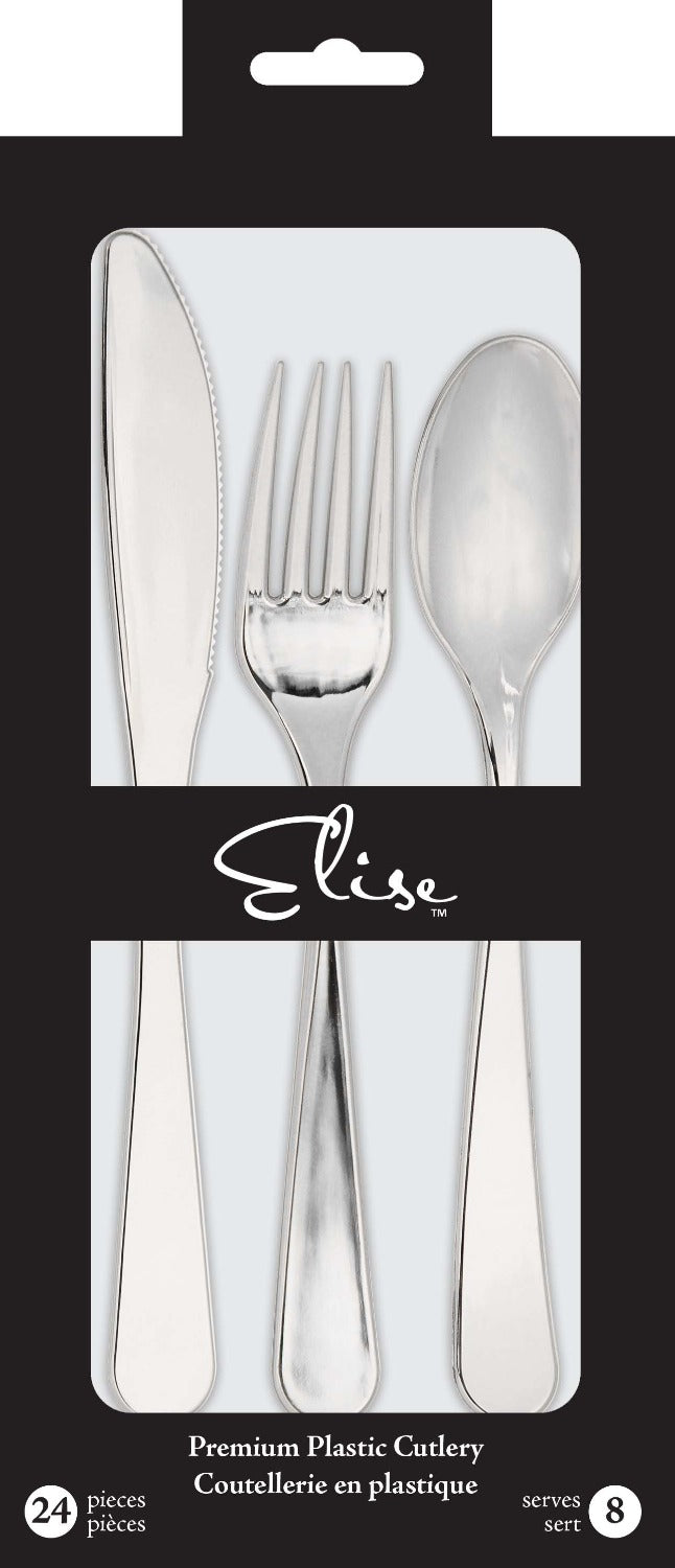 SILVER METALLIC CUTLERY Creative Converting Cutlery Bonjour Fete - Party Supplies