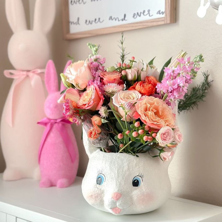 SWEET BUNNY EASTER BUCKET Bethany Lowe Designs Easter Home Bonjour Fete - Party Supplies
