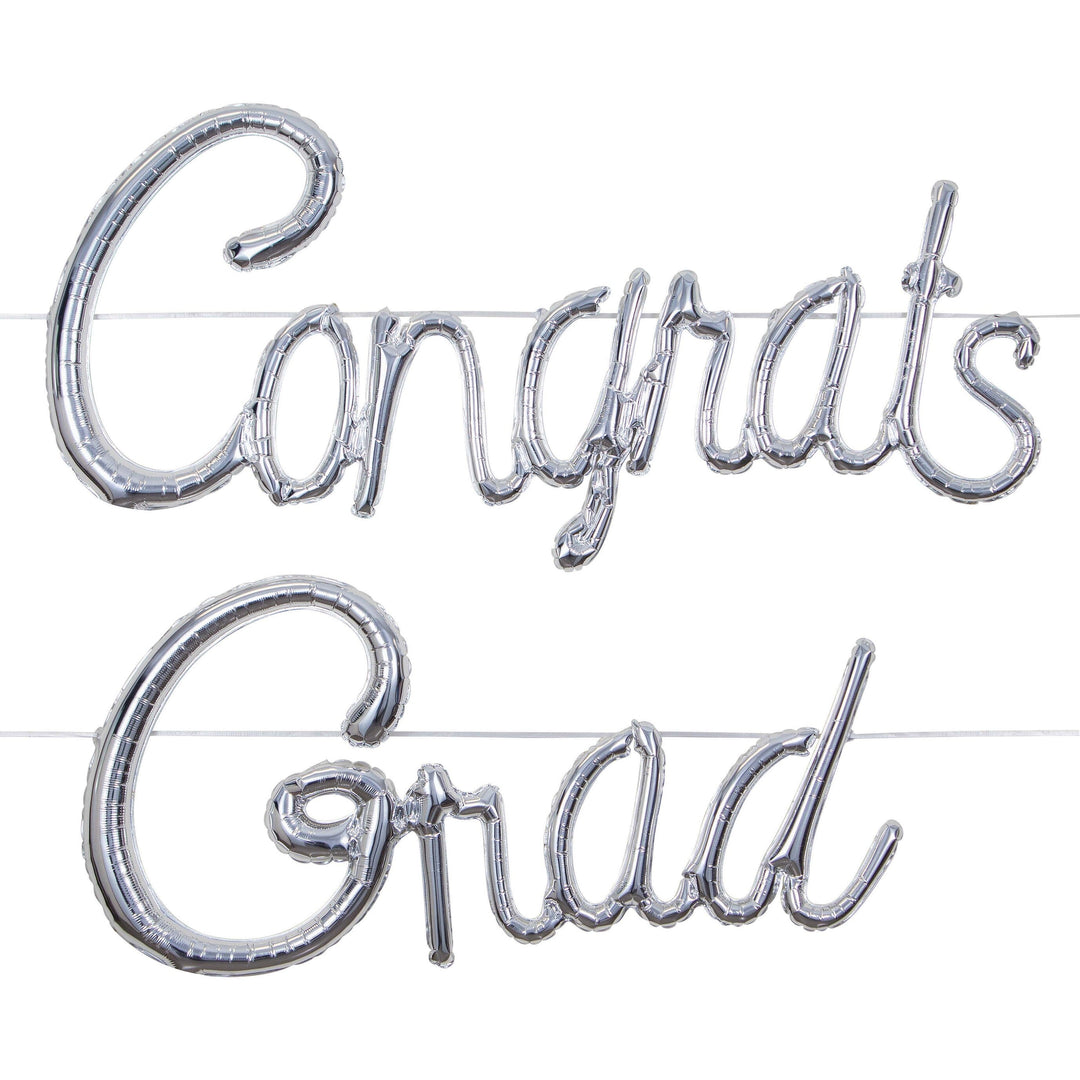 CONGRATS GRAD SILVER BALLOON BANNER Creative Converting Balloons Bonjour Fete - Party Supplies