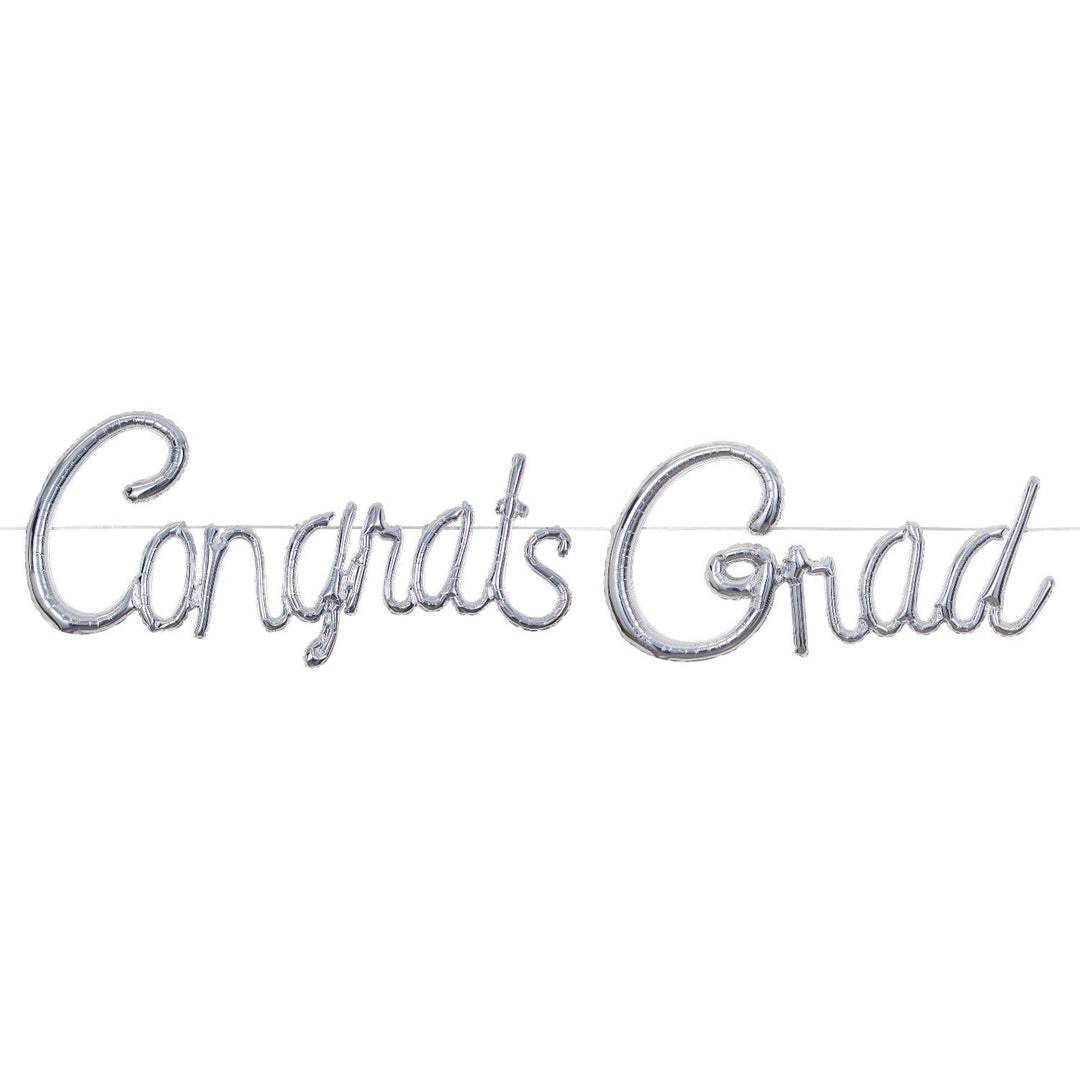 CONGRATS GRAD SILVER BALLOON BANNER Creative Converting Balloons Bonjour Fete - Party Supplies