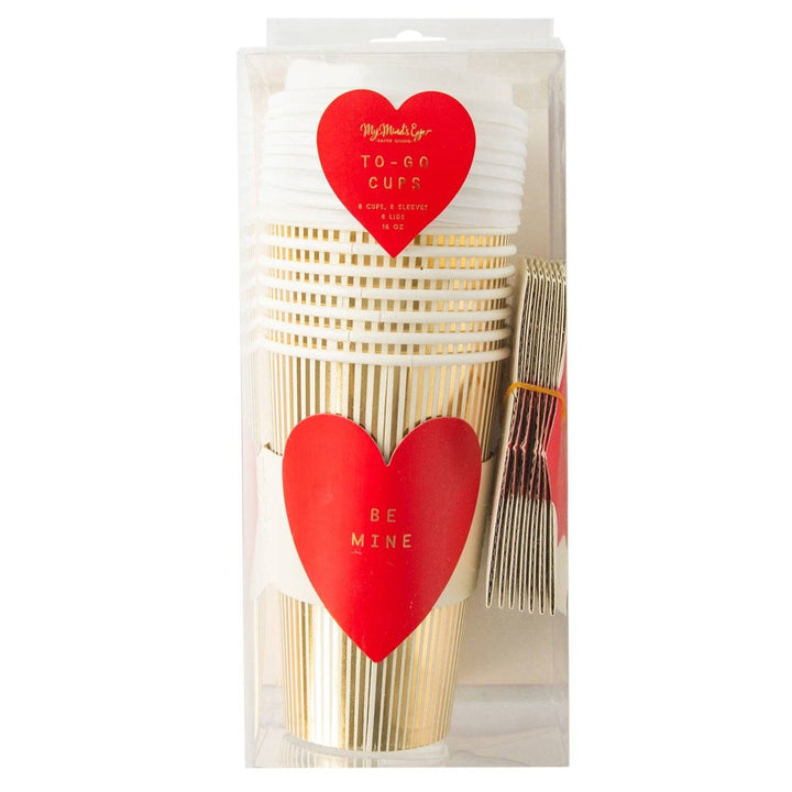 PLTG157 - Red Be Mine Heart To-Go Cups (8 ct) My Mind’s Eye 0 Faire Bonjour Fete - Party Supplies