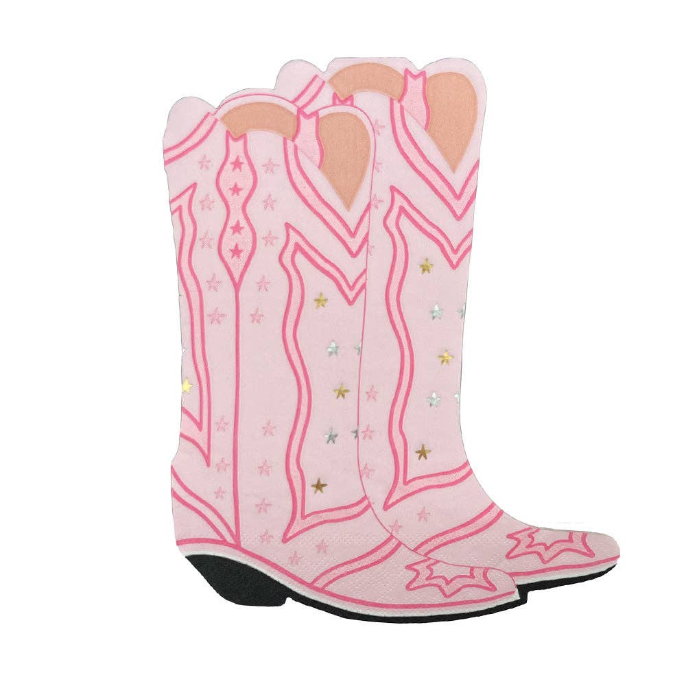 Pink Cowgirl Boot Shaped Napkins Bonjour Fete Party Supplies Horse Party