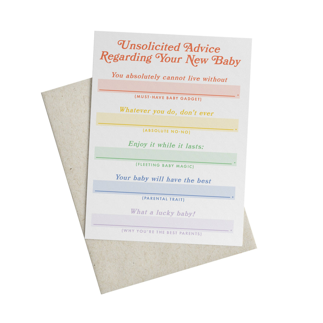 Unsolicited Baby Advice Card Knot & Bow Bonjour Fete - Party Supplies