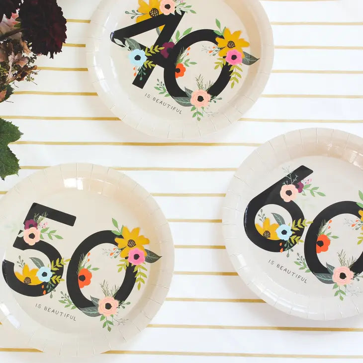 60 IS BEAUTIFUL BIRTHDAY PARTY PLATES Major Party Shop Plates Bonjour Fete - Party Supplies