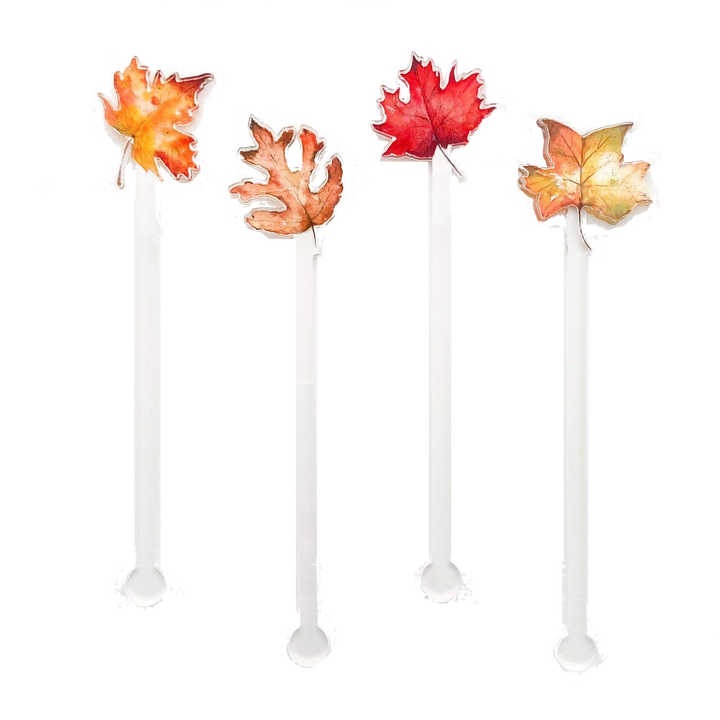 FALL LEAVES ACRYLIC STIR STICKS Cami Monet Halloween Tableware Bonjour Fete - Party Supplies
