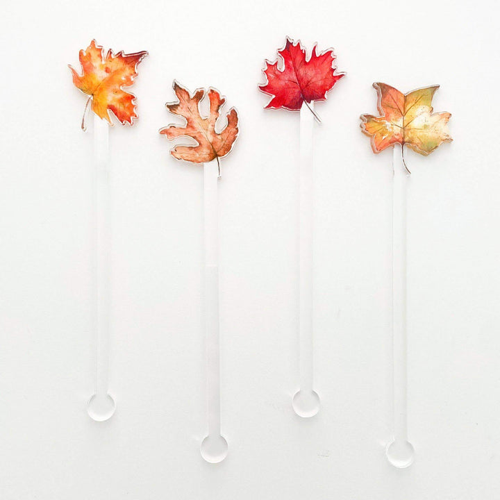 FALL LEAVES ACRYLIC STIR STICKS Cami Monet Halloween Tableware Bonjour Fete - Party Supplies
