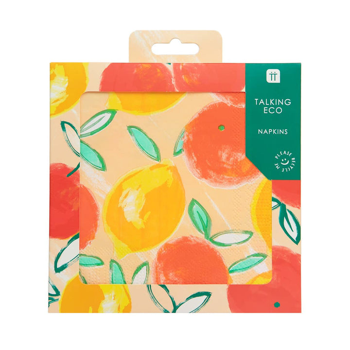Citrus Fruit Lemon and Orange Napkins - 20 Pack Talking Tables Bonjour Fete - Party Supplies
