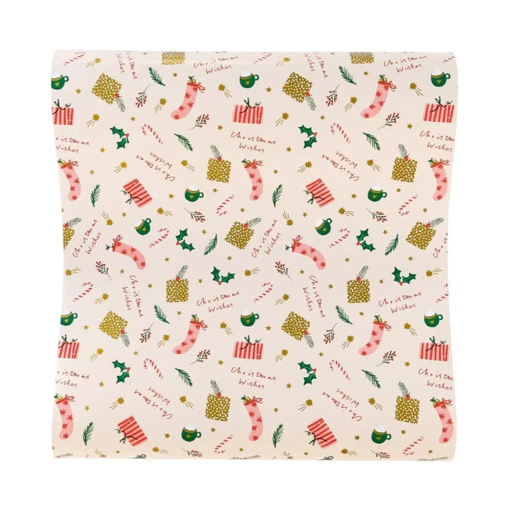 CHRISTMAS WISHES TABLE RUNNER My Mind’s Eye Christmas Holiday Party Supplies Bonjour Fete - Party Supplies