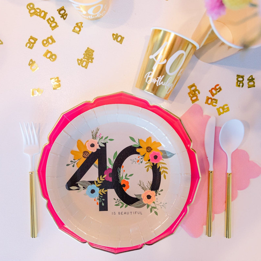 40TH BIRTHDAY GOLD FOIL CUPS Party Deco Balloon Bonjour Fete - Party Supplies