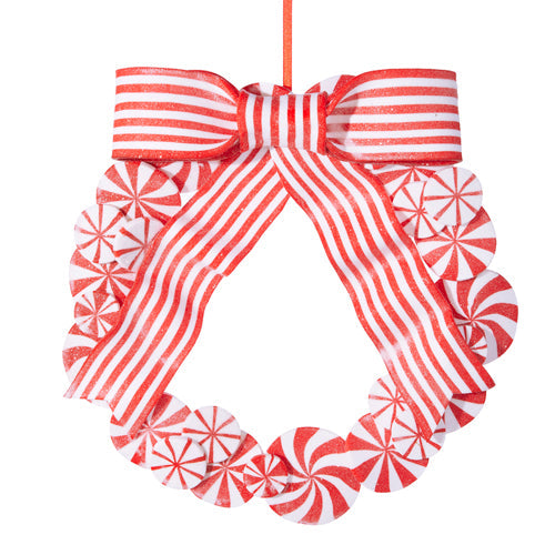 PEPPERMINT WREATH ORNAMENT Raz Christmas Ornament Bonjour Fete - Party Supplies