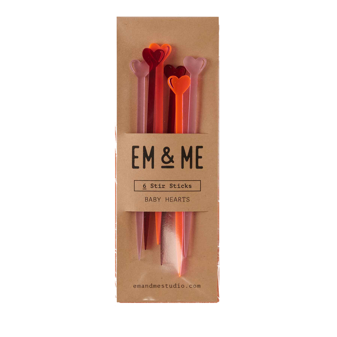 BABY HEARTS STIR STICKS Em And Me Studio Drinkware & Bar Bonjour Fete - Party Supplies