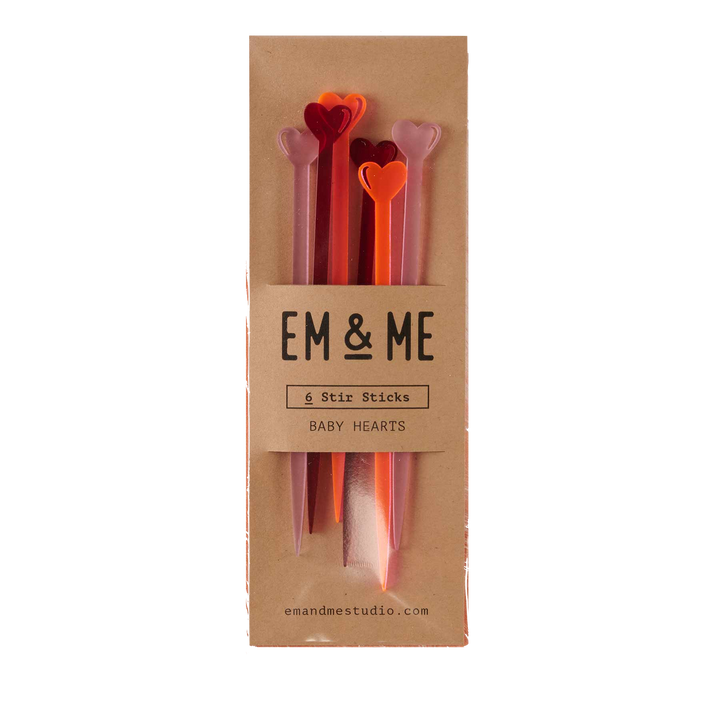 BABY HEARTS STIR STICKS Em And Me Studio Drinkware & Bar Bonjour Fete - Party Supplies