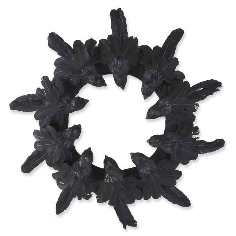 RAVEN WREATH K&K Interiors Halloween Home Decor Bonjour Fete - Party Supplies