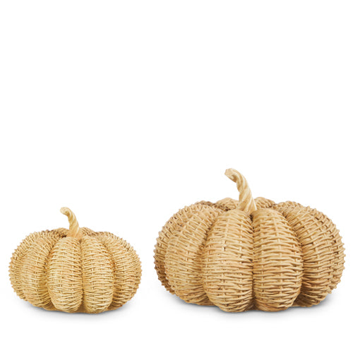 BASKETWEAVE PUMPKINS Raz Thanksgiving Home Decor Bonjour Fete - Party Supplies