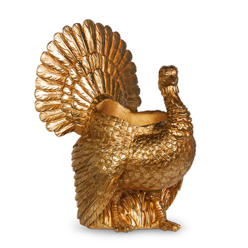 GOLD TURKEY CONTAINER Raz Thanksgiving Home Decor Bonjour Fete - Party Supplies