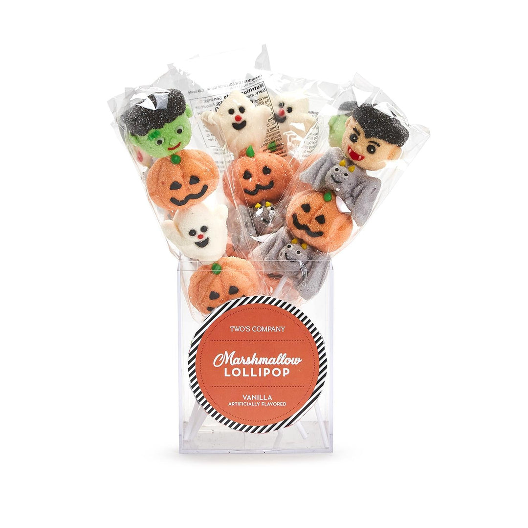 SCARY MARSHMALLOW LOLLIPOP Two's Company Halloween Party Favors & Boo Baskets Bonjour Fete - Party Supplies