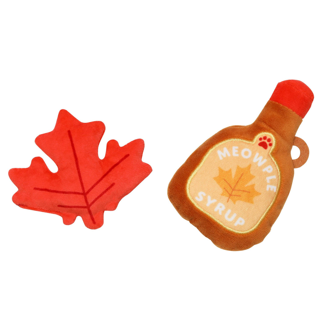 Maple Leaf & Syrup Fall Cat Toys, Set of 2 Pearhead Holiday Pet Bonjour Fete - Party Supplies
