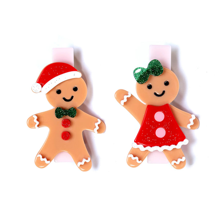 HOL22-Happy Gingerbread Cookies Alligator Clips Lilies & Roses NY Christmas Wear Bonjour Fete - Party Supplies