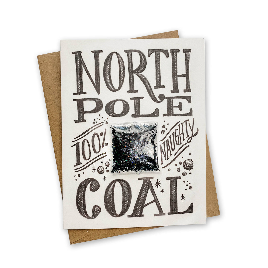 North Pole Coal Holiday Card Inklings Paperie Greeting Cards Bonjour Fete - Party Supplies