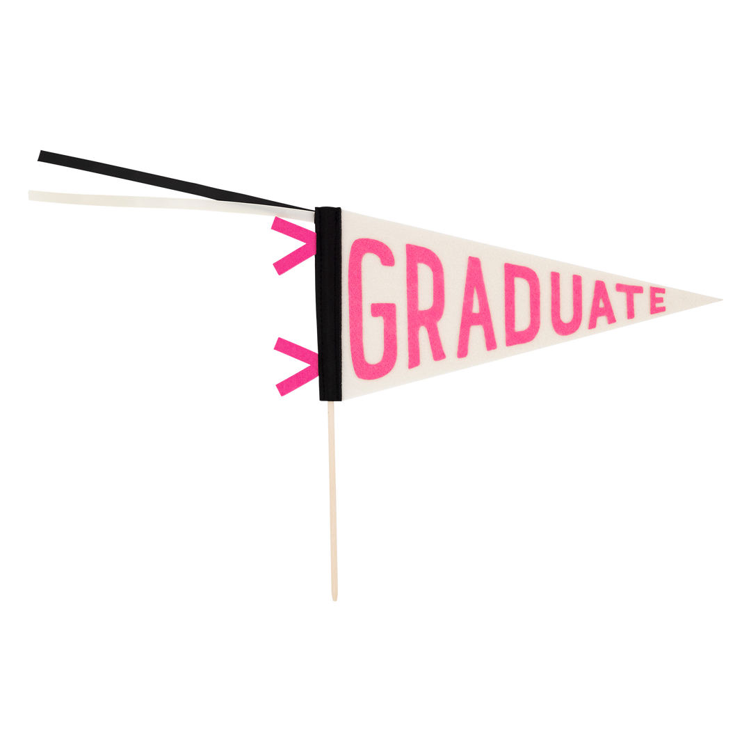 PLHB145 - Pink Graduate Felt Pennant Banner My Mind’s Eye Bonjour Fete - Party Supplies