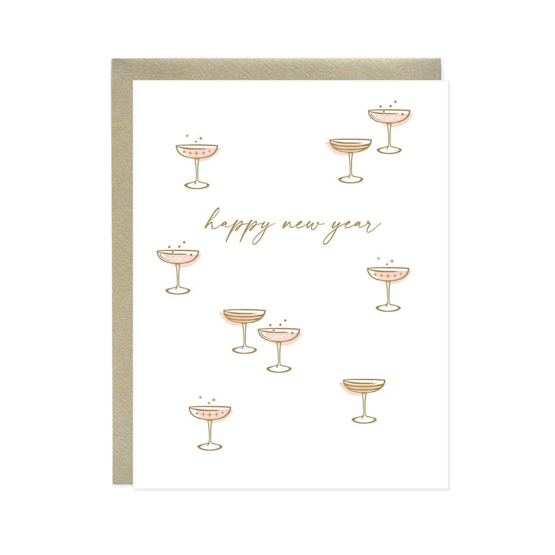 Happy New Year Cocktails Card Missive Bonjour Fete - Party Supplies