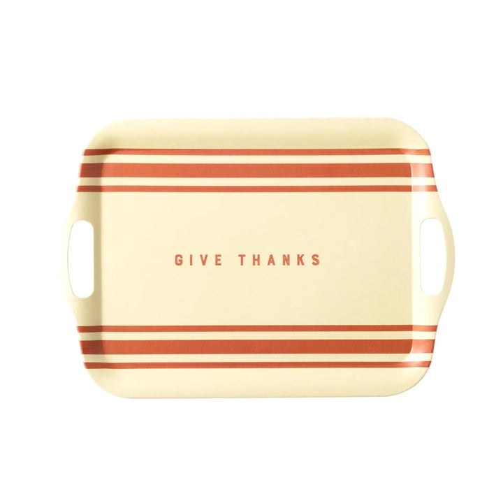 THP930 - Harvest Give Thanks Stripe Reusable Bamboo Tray My Mind’s Eye 0 Faire Bonjour Fete - Party Supplies