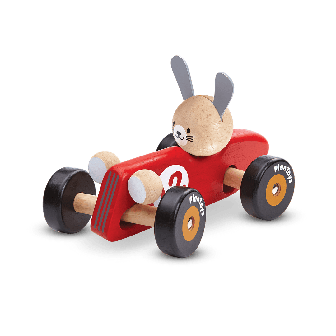 BUNNY RABBIT RACING CAR PlanToys Toy Bonjour Fete - Party Supplies