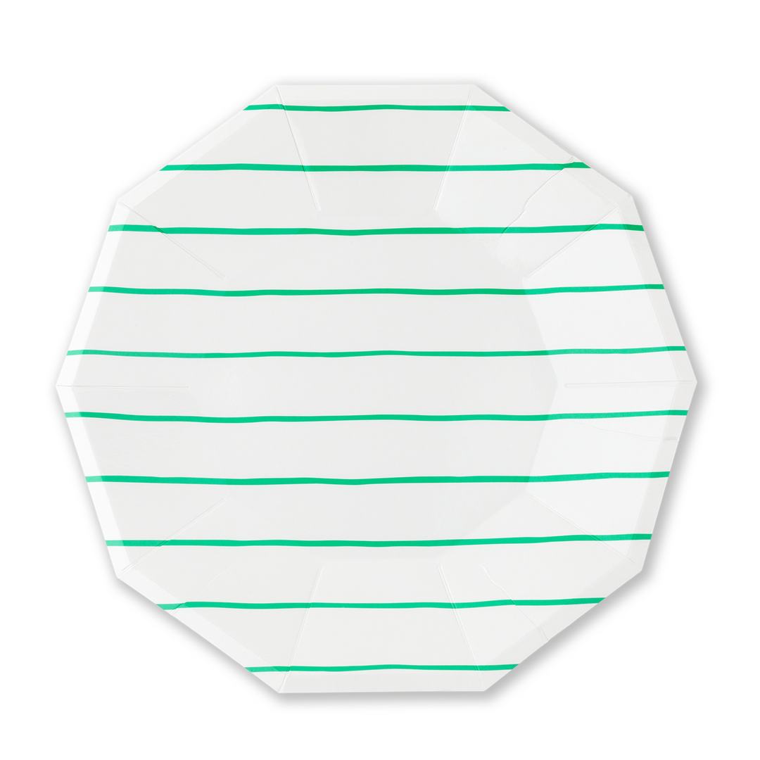 Frenchie Striped Clover Plates - 2 Size Options - 8 Pk. Jollity & Co. + Daydream Society Bonjour Fete - Party Supplies