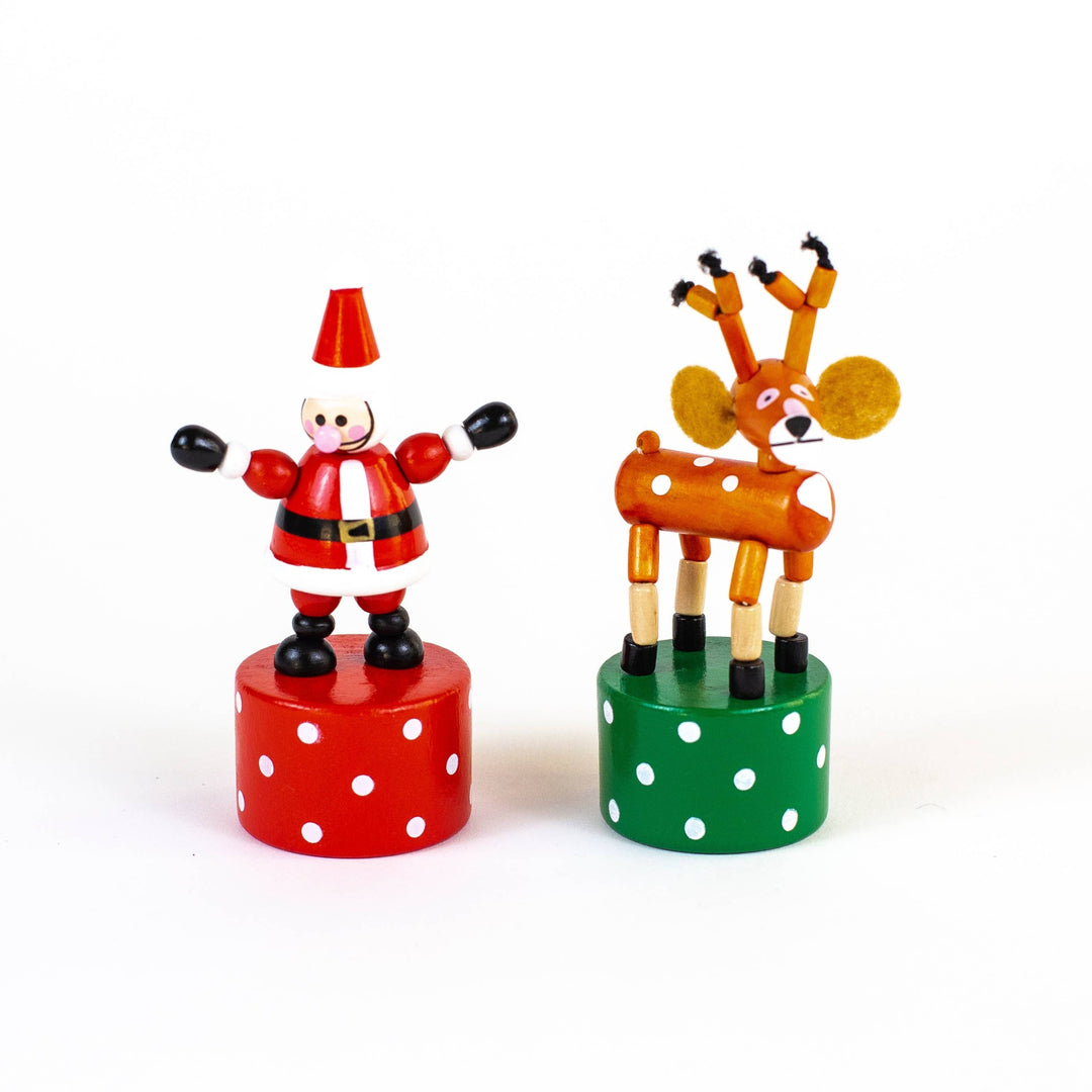 Santa & Reindeer Collapsable Wooden Toys Bonjour Fete Party Supplies Stocking Stuffers & Holiday Party Favors