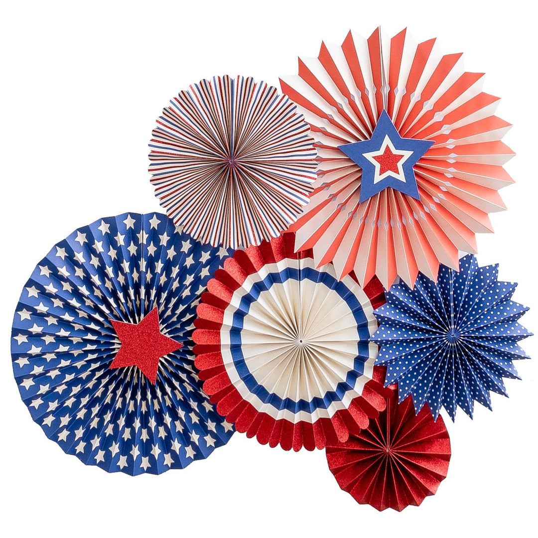 SSP801 - Stars and Stripes Party Fans My Mind’s Eye Bonjour Fete - Party Supplies