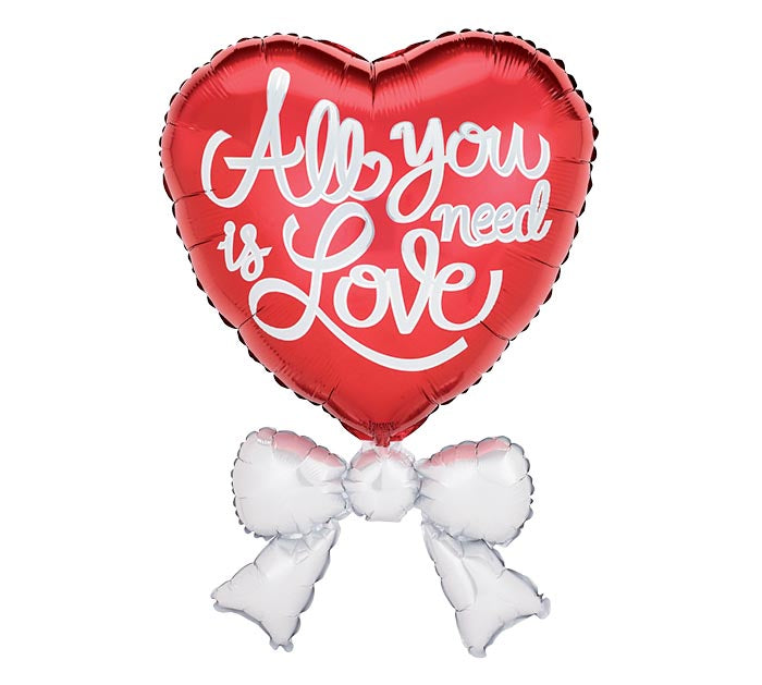 ALL YOU NEED IS LOVE HEART BOW BALLOON Burton and Burton Bonjour Fete - Party Supplies