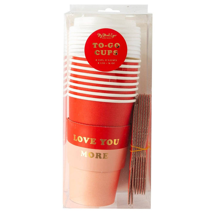 PLTG154 - Love You More Block To-Go Cups (8 ct) My Mind’s Eye 0 Faire Bonjour Fete - Party Supplies