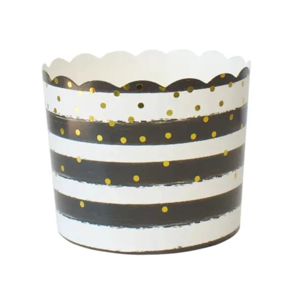 BLACK & WHITE STRIPED CONFETTI BACKING CUPS Sophistiplate Baking Bonjour Fete - Party Supplies
