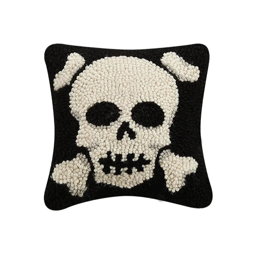 SKULL WITH CROSSBONES HOOK PILLOW Peking Handicraft Halloween Home Decor Bonjour Fete - Party Supplies