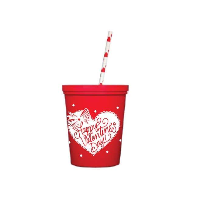 VALENTINE'S DAY SMALL CUPS WITH LIDS Natalie Chang Valentine's Day Tableware Bonjour Fete - Party Supplies