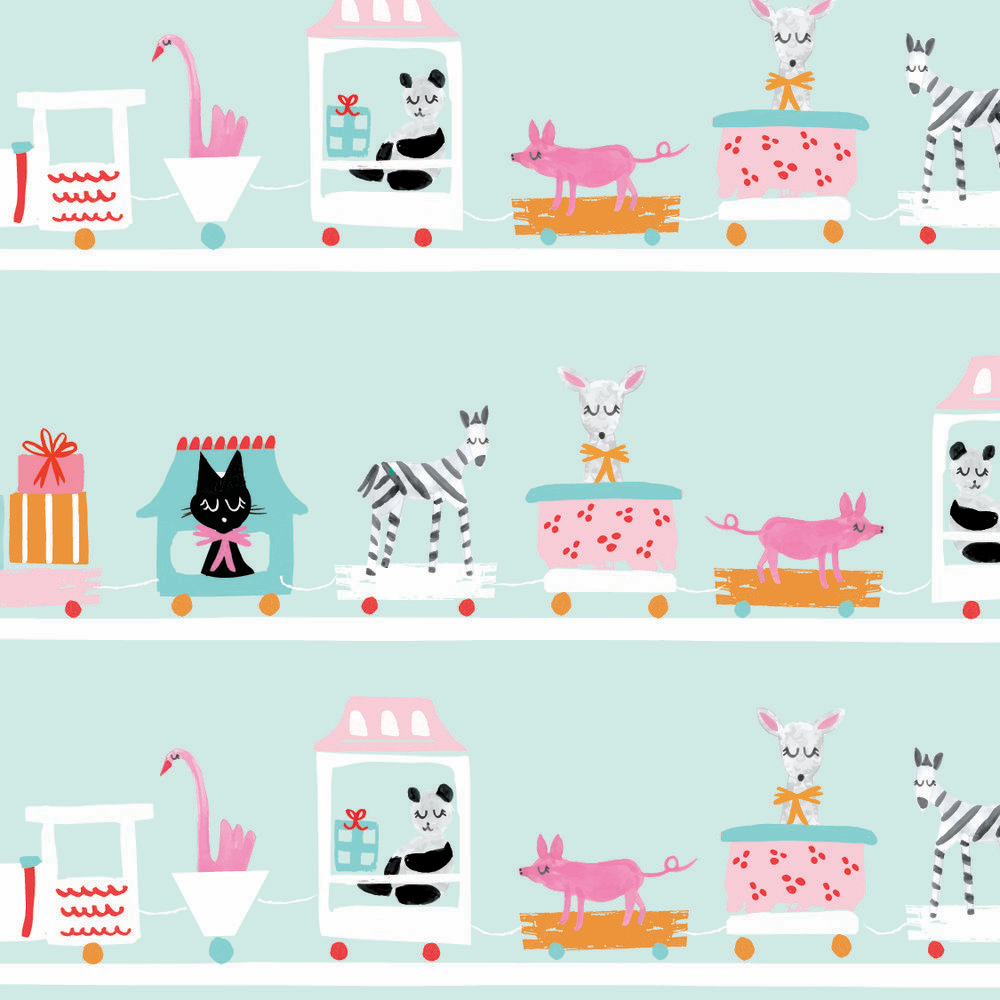Choo Choo Train Baby Gift Wrap - Roll of 3 Sheets Mr. Boddington's Studio Bonjour Fete - Party Supplies