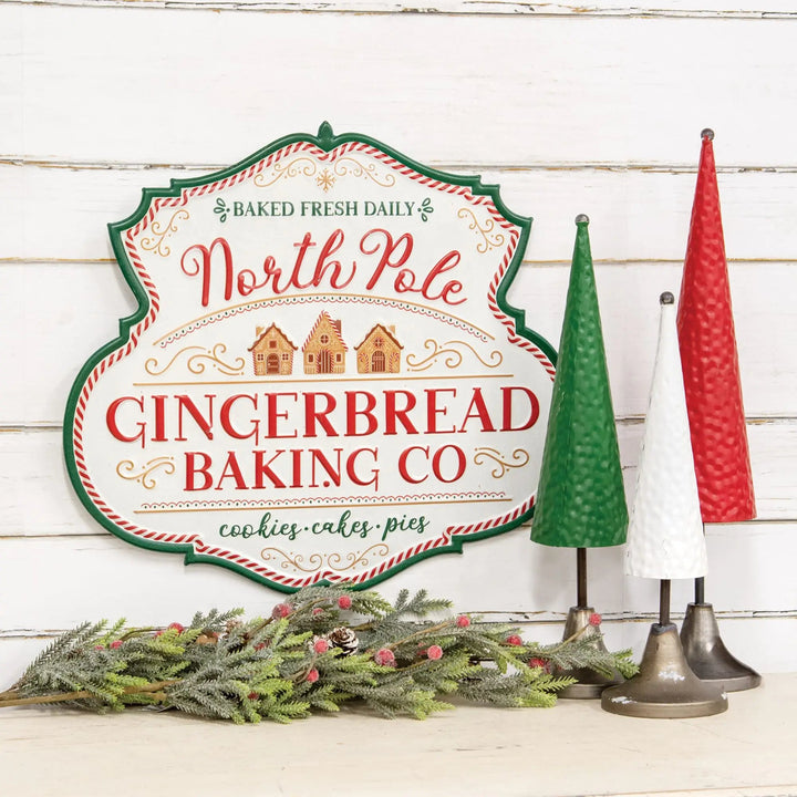 NORTH POLE GINGERBREAD BAKING CO. METAL SIGN Col House Designs Christmas Holiday Kitchen & Entertaining Bonjour Fete - Party Supplies