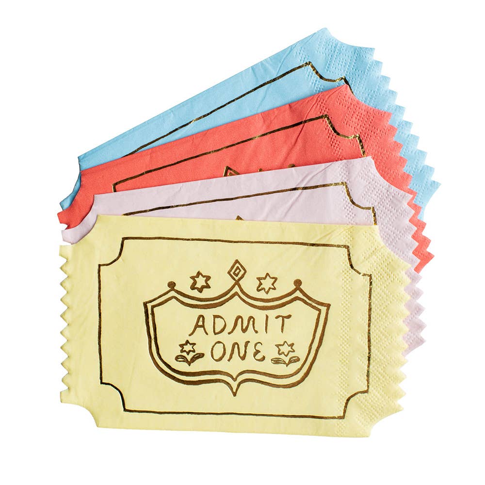 Carnival Ticket Shaped Napkins Bonjour Fete Party Supplies Circus