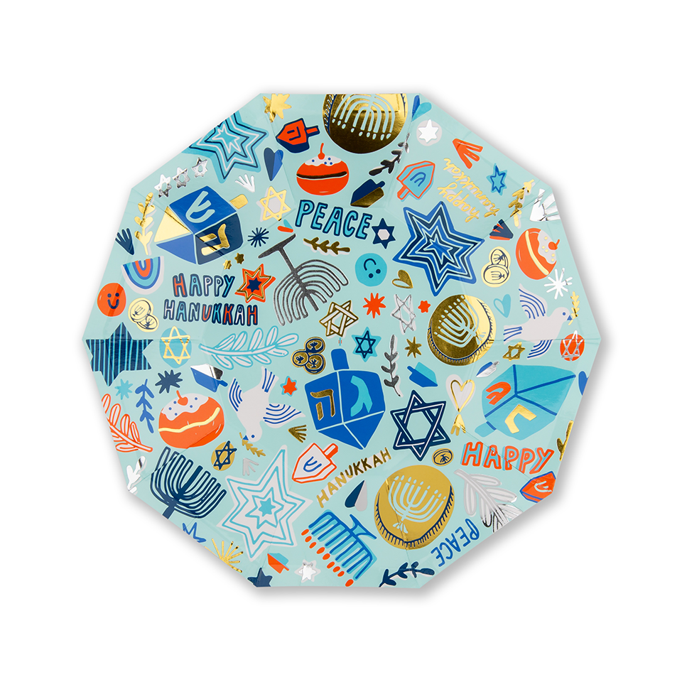 HANUKKAH FESTIVAL OF LIGHTS SMALL PLATES Jollity & Co. + Daydream Society Hanukkah Bonjour Fete - Party Supplies