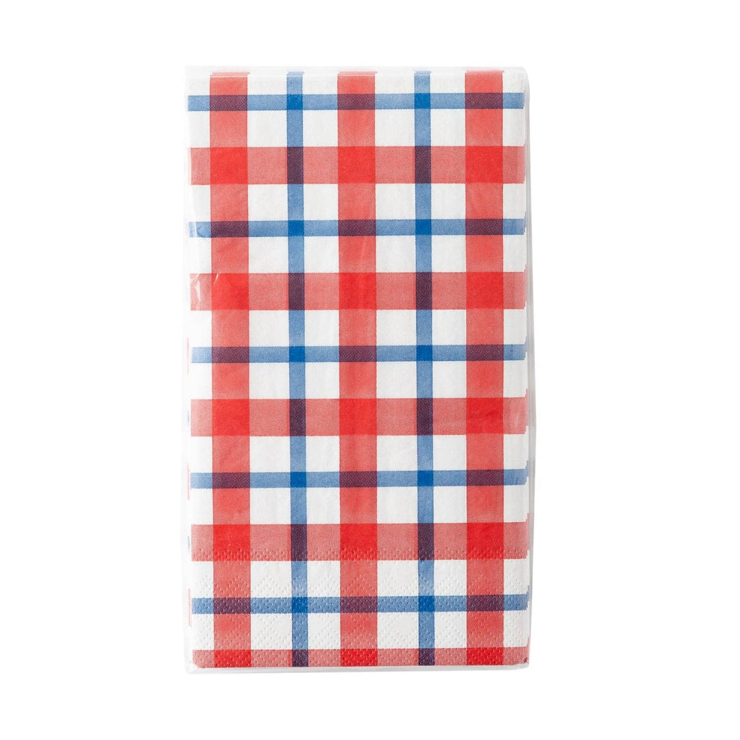 RED & BLUE STRIPED PLAID GUEST TOWELS Bonjour Fete - Party Supplies