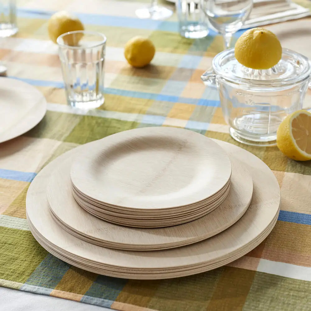 Round Compostable Bamboo Plates Bonjour Fete Party Supplies Thanksgiving Party Supplies